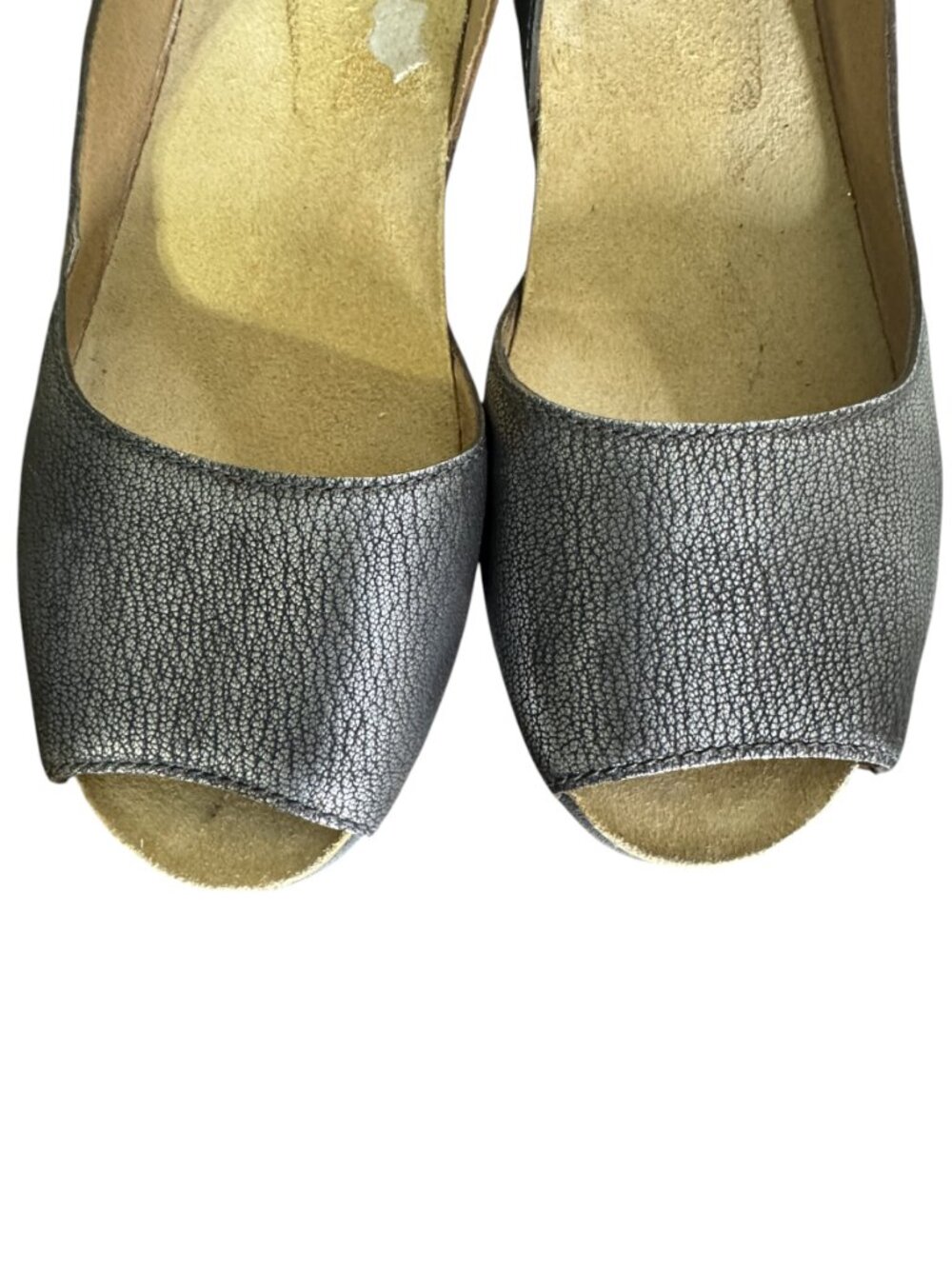 Dansko Marcy Metallic Pewter Wedge Slingback Sandals 10.5/11 - Picture 4 of 7